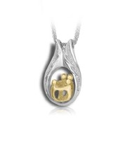 Sterling Silver &amp; 10kt Gold 2 Adults &amp; 2 Children Cremation Urn Pendant w/Chain - £428.37 GBP
