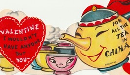 Anthropomorphic Chinese Teapot and Cup Vintage Valentine Card - $15.00