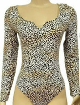 Victoria’s Secret PINK Thong Bodysuit Top Beige Leopard Print Stretch XS NWT - £14.15 GBP
