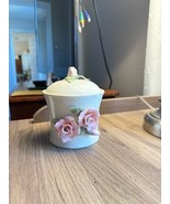 Porcelain Ceramic Canister with Roses for Vanity, Bathroom Decor Delicat... - $380.53 MXN