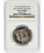 1910 A Allemagne 3 Mark 3M Saxe-Weimar-Eisenach Argent NGC Classé PF63 C... - $10,321.29 MXN