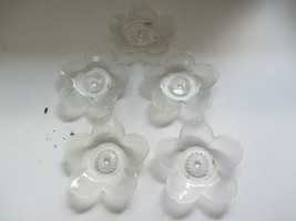 5 Vintage Hoya Crystal Glass Frosted Flower Shaped Personal Salts - £7.86 GBP