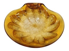 Murano Italy Italian Art Glass Vintage AMBER Glitter Bowl  - $75.00