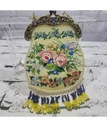 Amia Studios Suncatcher Handpainted Stained Glass Purse Beaded Floral De... - £45.53 GBP