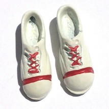 Dollhouse Miniature White Tennis Shoes with red laces painted metal 1:12 scale - £6.99 GBP
