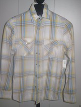 Old Navy Mens Plaid Ls Shirt w/SNAPS-S-NWT-$29.94 TAG-YELLOW/BLUE/BROWN-COTTON - £7.98 GBP