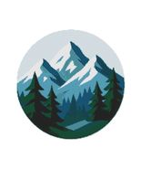 Landscape with fir trees and mountains - Cross Stitch Pattern PDF - $93.40 MXN