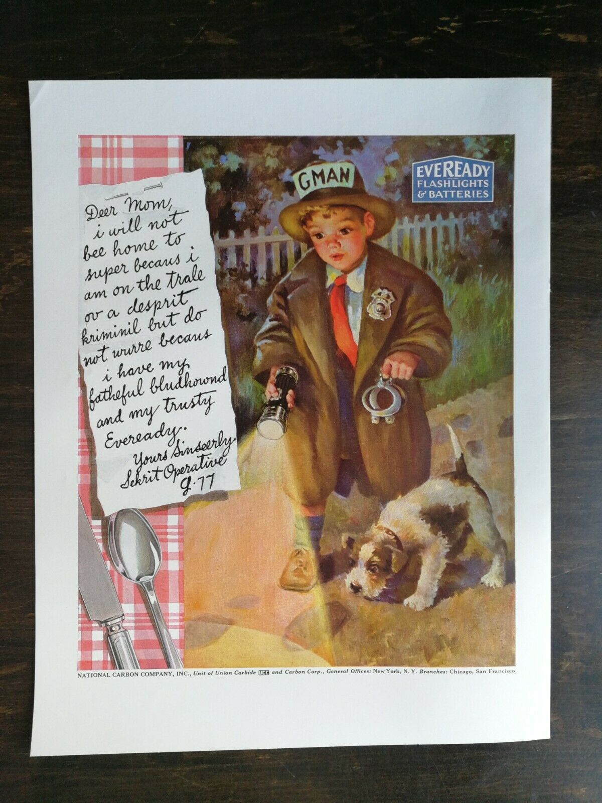 Primary image for Vintage 1936 Eveready Flashlights & Batteries Full Page Original Color Ad 122