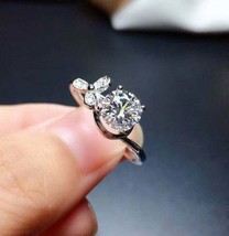 4CT  Lab Created Diamond Flower Engagement Minimalist Ring 14K White Gold FN - £71.14 GBP