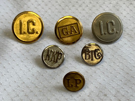 Antique Railroad Misc Button Lot GA I.C. Illinois Central LP BTC Nickel ... - $29.95