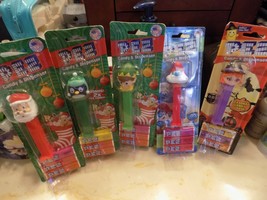 Set of 5 PEZ dispensers, santa, papa smurf, penguin, elf and witch - £11.75 GBP