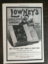 Vintage 1900 Lowney&#39;s Chocolate Bonbons Full Page Original Ad - 1021 - £5.24 GBP