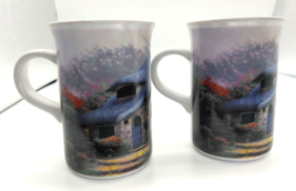Thomas Kinkade Set of 4 &quot;Lilac Cottage&quot; Coffee/Tea Mugs 2004 Collection - £22.06 GBP