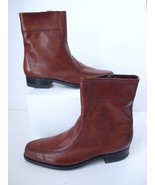 Vintage Mens Florsheim Beatles Ankle Boots 9D Cognac Brown Leather Squar... - $105.78 CAD