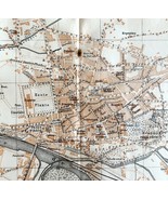 Map Central Pau Southern France Rare 1914 Lithograph WW1 Era WHBS - $70.20 CAD