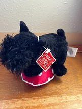 Gund Small Black Scottie Puppy Dog on Red &amp; White Satin Heart Shaped Pillow Stuf - £9.02 GBP