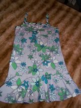 Mossimo Girl S(6X/6) Blue &amp; Green Reversible Floral &amp; Stripes Summer Dress - $13.99