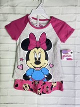 Disney Minnie Mouse Girls 2 Piece Shorts and Top T-Shirt Outfit Set Girls Size 5 - £12.65 GBP