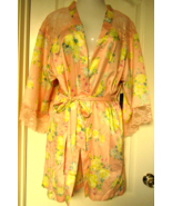 INC international concepts Satin Robe Rose Print with lace details size XXL - $28.29 CAD