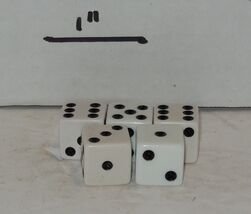 Yahtzee Board Game Replacement Set of 5 Dice and Red Yellow scoring toke... - $4.90