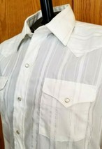 Panhandle Slim Western Shirt White Metallic Silver Stripe Pearl Snaps Si... - $202.64 MXN