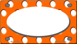 White Orange Polka Dots Center Oval Novelty Mini Metal License Plate Tag - £12.01 GBP