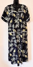 Ekouaer Womens Cotton House Coat Lounge Wear Snap Front Pineapples on Bl... - $21.66