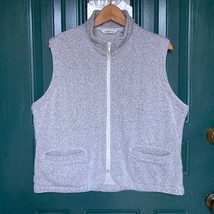 ORVIS Sweater Vest Womens L Light Gray Knit Full Zip Mock Collar Jacket Bust 46” - £12.16 GBP