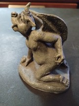 Winged Gargoyle with Horn Resin Made 3 1/2&quot; Gargoyle RARE Statue - £25.31 GBP