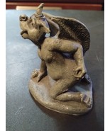 Winged Gargoyle with Horn Resin Made 3 1/2&quot; Gargoyle RARE Statue - $601.94 MXN