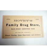 1889 Ad Hovey&#39;s Family Drug Store, Greenfield, Mass. - $7.99