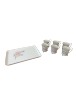 6 porcelain coffee cups from Limoges and their tray, net hand painted - €47,42 EUR