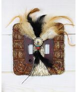 Set of 2 Western Indian Dreamcatcher Straws Feathers Double Toggle Switc... - €24,05 EUR