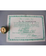 Vintage  1964 Continental Oil Company Conoco Safe Driver Certificate Wit... - €52,84 EUR
