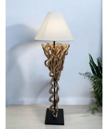 Rattan Wood Floor Lamp Lampshade Modern Standing Light Asian - $420.32