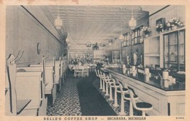 Belle&#39;s Coffee Shop Restaurant Interior Escanaba Michigan MI 1943 Postcard E24 - $8.90