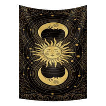 Anyhouz Tapestry Black Yellow Sun Moon 200X150 cm Tarot Card Psychedelic Scene A - £33.92 GBP