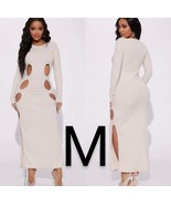 Fashion Nova Beige Ribbed Cut Out Long Sleeve Maxi Dress~ Size M - £26.47 GBP
