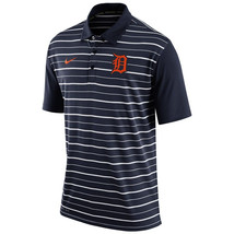 Nike Men Detroit Tigers Dri-FIT Stripe Short Sleeve Polo Navy Blue, Small - $39.59