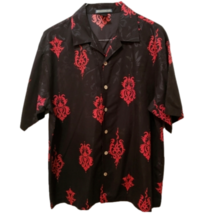 Vintage Street Culture Black Red Asian Influence Short Sleeved Button Up Size XL - £29.79 GBP