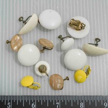 Chunky Clip On Back Earrings 1960&#39;s Whites &amp; Yellow - $24.74