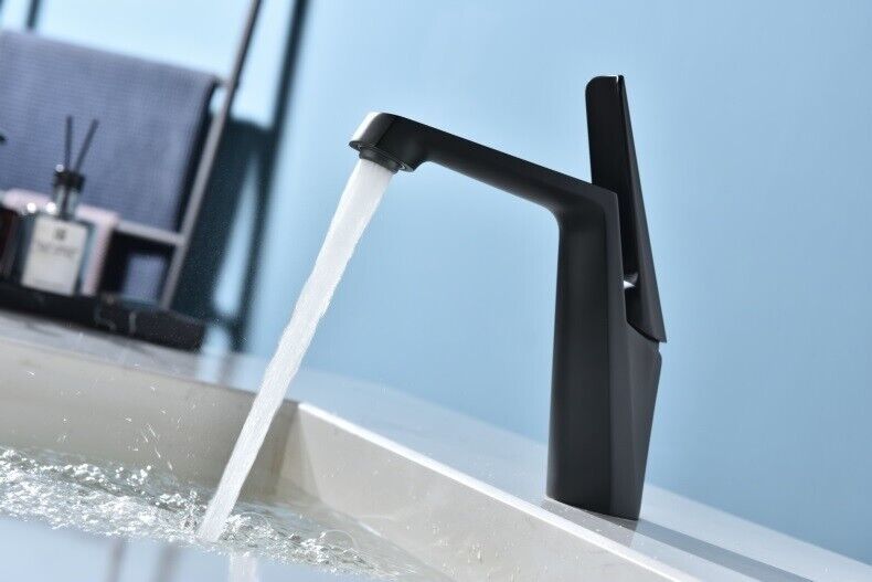 Black Single hole  Bathroom Sink Faucet Mixer Tap deck mounted New - $98.99