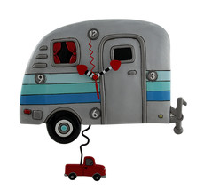 Allen Designs Happy Campers Whimsical Wall Clock with Red Truck Shaped Pendulum - £55.62 GBP