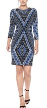 NWT Karen Kane Dress Blue Diamond Print Stretch Half Sleeve Sheath Dress Size XS - £18.50 GBP