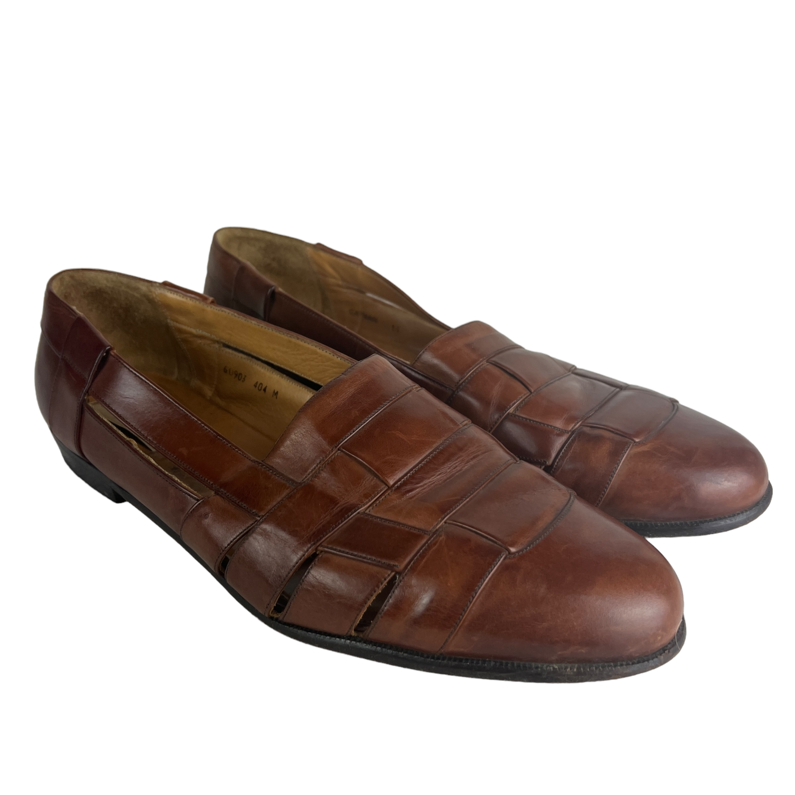 Primary image for Mezlan Cayman Loafers Mens 14 Brown Leather Basket Weave Dress Shoes Spain