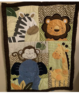 TIDDLIWINKS Baby Blanket Wall Hanging Lion Monkey Giraffe Elephant 34&quot; x... - £13.92 GBP