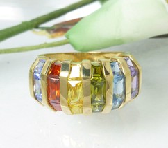 Technibond Carnival of Colors Ring Gold over Sterling Size 7 Multi-Color - $39.00