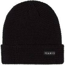 Yea.Nice Men Beanie Soft Acrylic Black Folded Waffle Weave Winter Beanie... - £23.59 GBP