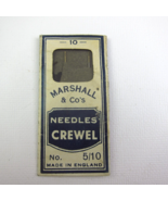 Antique Package Sewing Needles Marshall &amp; Co Crewell #5/10 Nickel Plated - £7.98 GBP