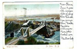 Bridge and Falls Undivided Back Postcard St John New Brunswick 1905 - $9.90